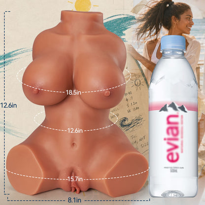 JASMIN – 5,5 lbs (2,5 kg) – Deux canaux serré & taquin – Prise en main facile & rangement – Petit torse réaliste de fille fitness ensoleillée – Masturbateur masculin