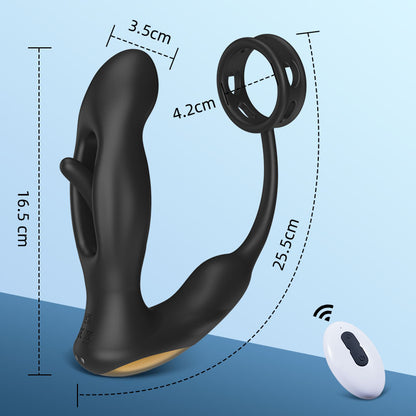 【NEW】Masseur de prostate en silicone vibrant et battant avec anneau pénien
