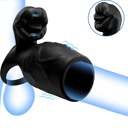 【Expédition le 20 juin】Titan - 9 Vibrations  Texture de Pénis Simulée  Anneau de Chasteté Double Testicules & Pénis  Jouet Sexuel pour Couples