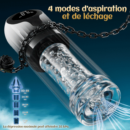 Vortex Male Stroker - 4 niveaux d’aspiration puissants, mode boost à un bouton, facile à nettoyer avec lubrifiant offert