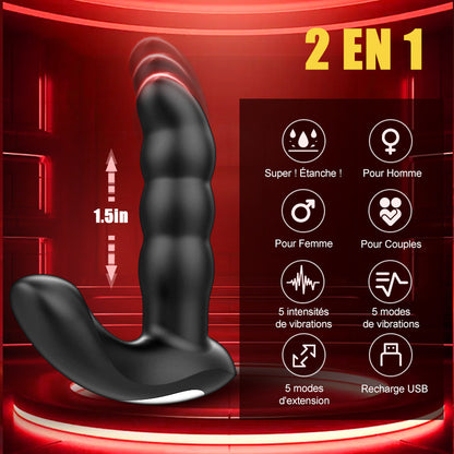 Maître de l'Orgasme - 5 poussée, 10 Vibrations, Plug Anal Entièrement Étanche