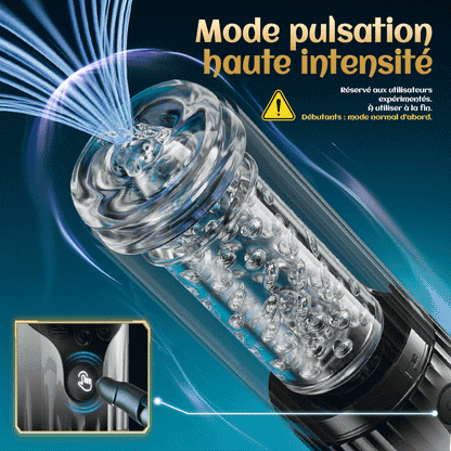 Vortex Male Stroker - 4 niveaux d’aspiration puissants, mode boost à un bouton, facile à nettoyer avec lubrifiant offert