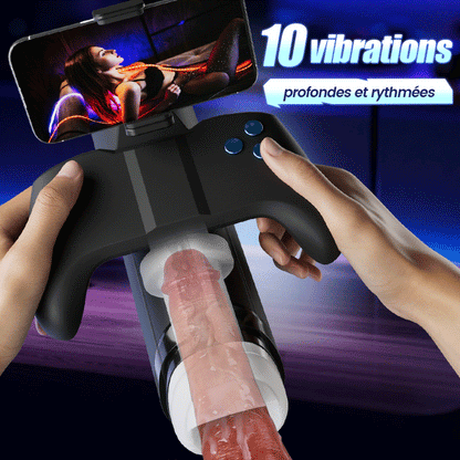 Bestvibe Turbo 10 Modes Stroker à Poussées Explosives – Design Gamepad Immersif avec Support Téléphone