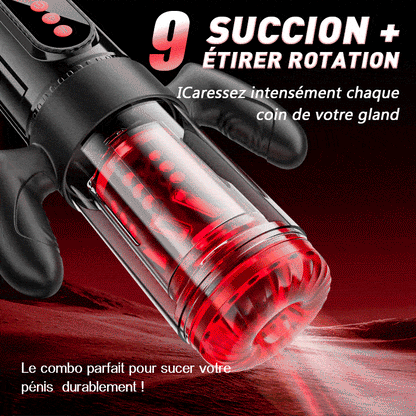 Terminator - Sexe oral x vaginal ! 9 rotations télescopiques+9 succions Masturbateur masculin avec poignée
