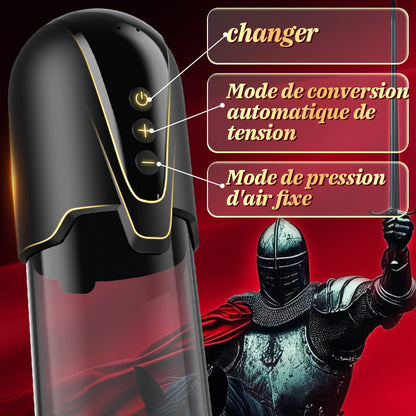 Red Fury Armour – Pompe à pénis à aspiration 9 niveaux avec orifice rouge et tunnel texturé