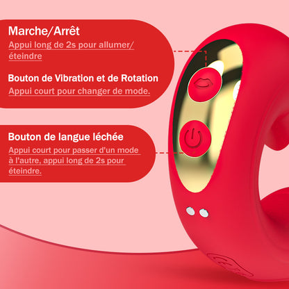 Tina - Vibromasseur Féminin avec 7 Fréquences de Vibration, Oscillation et Léchage de Langu