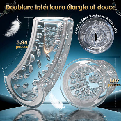 Vortex Male Stroker - 4 niveaux d’aspiration puissants, mode boost à un bouton, facile à nettoyer avec lubrifiant offert