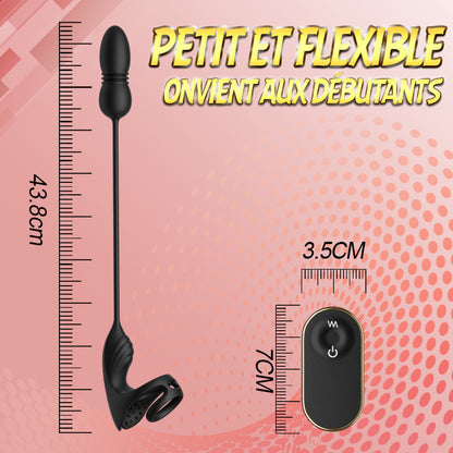 Masseur prostatique avec 9 niveaux de choc et de vibration, stimulateur testiculaire et anneau pénien