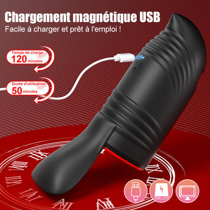 Chevalier-10 Vibration 5 Succion orale 3 Torsion Entraînement + Masturbation du gland